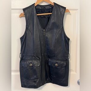 OTELLO PELLE SOZE M Black Leather Vest with Pockets